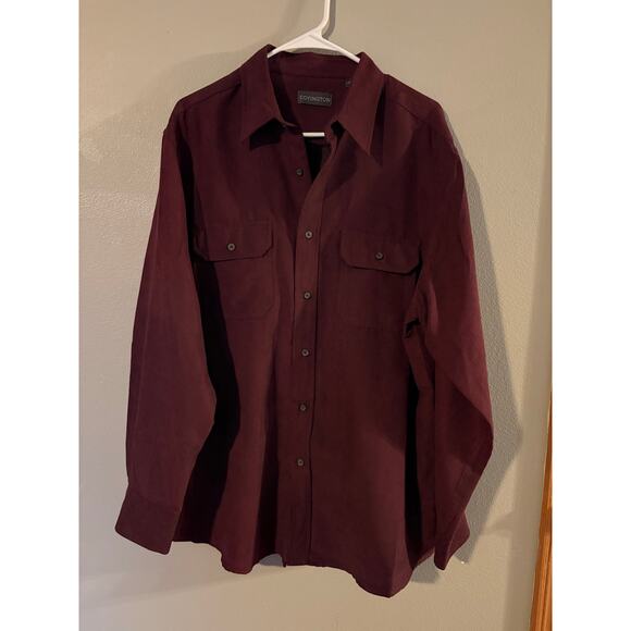 Covington Men’s Maroon Button Down 100% Polyester Size Large - Picture 1 of 5